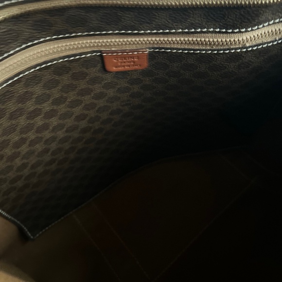 Celine Macadam Brown Tan Genuine Leather Hand Bag Shoulder Bag Business Bag - Picture 16 of 16